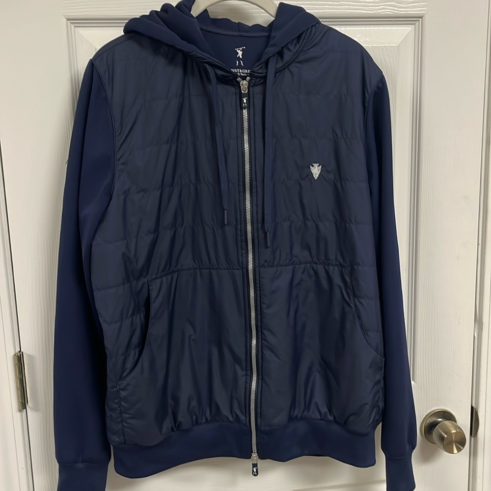 Men’s Fairway and Greene navy/ Marine Manhattan Hoodie, with arrowhead. Size M